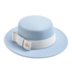 Sky blue and white Classic Boater Hat – lightweight men's hat