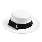 White and black Classic Boater Hat – cotton blend hat for men