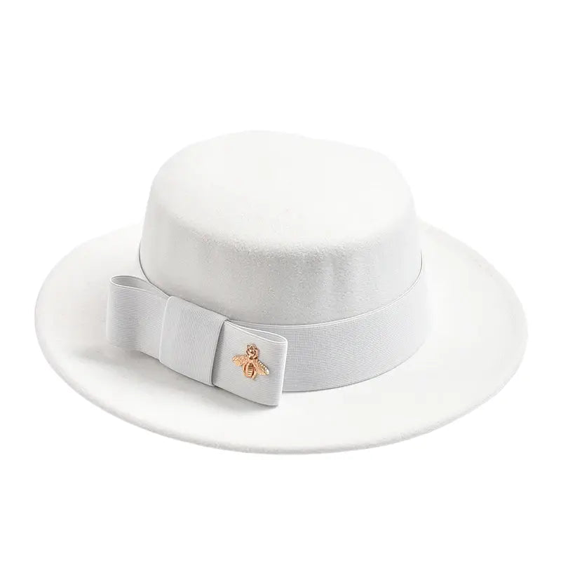 White Classic Boater Hat – lightweight cotton summer hat
