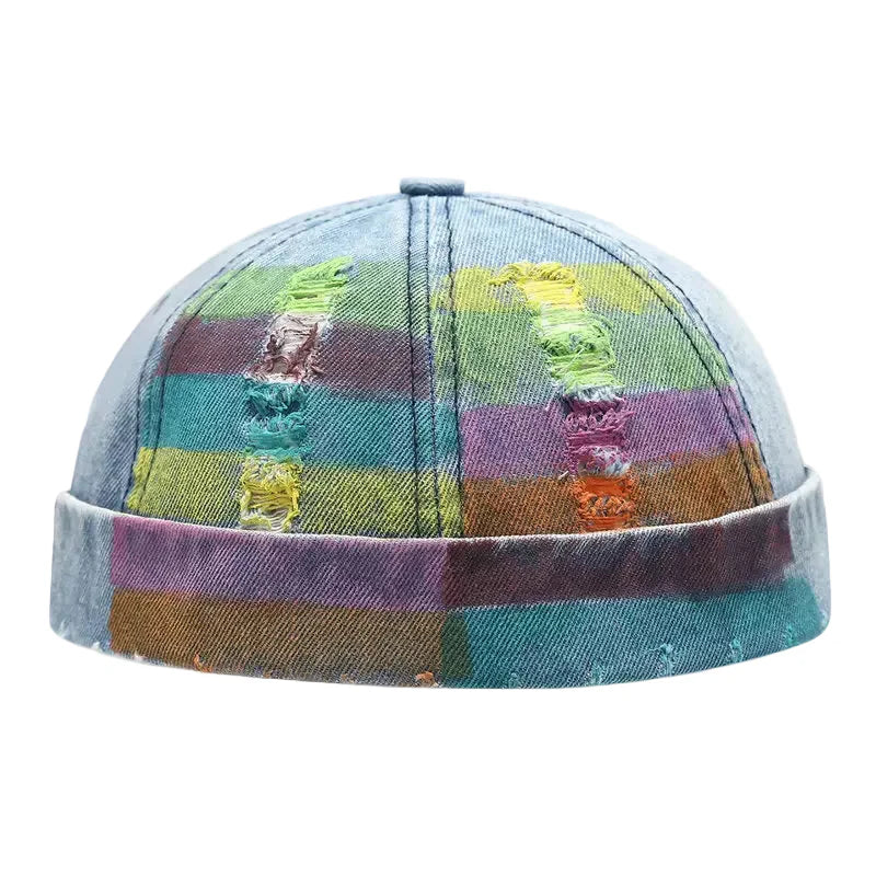 Graffiti Multicolor Painting Ripped Denim Docker Cap