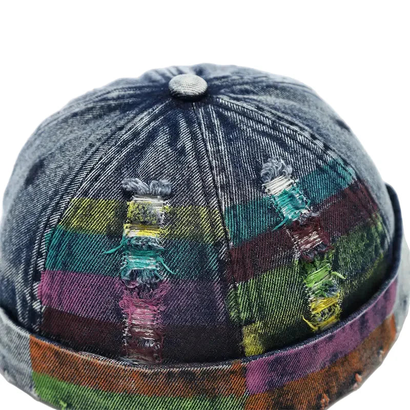 Graffiti Multicolor Painting Ripped Denim Docker Cap