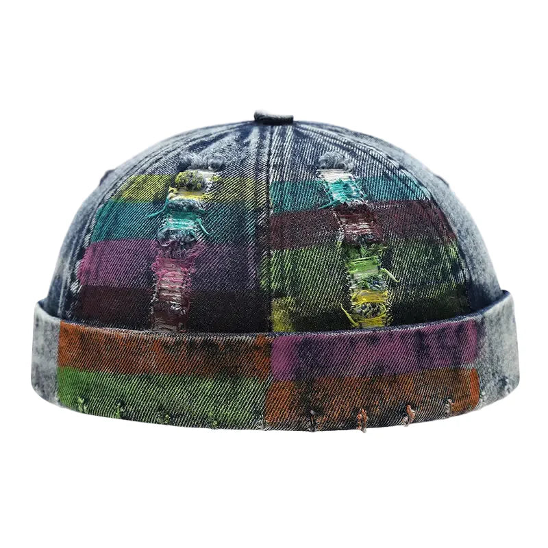 Graffiti Multicolor Painting Ripped Denim Docker Cap
