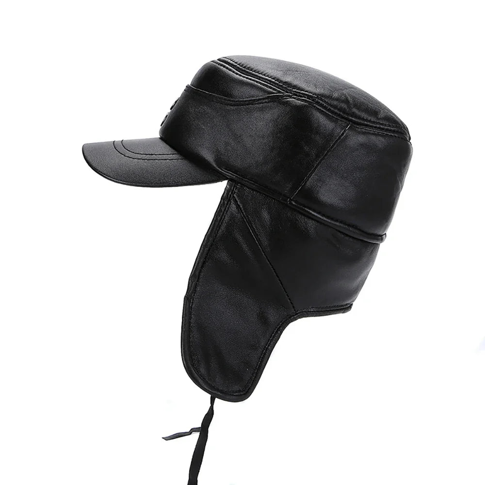 Halifax Winter Genuine Leather Earflaps Bomber Army Cap