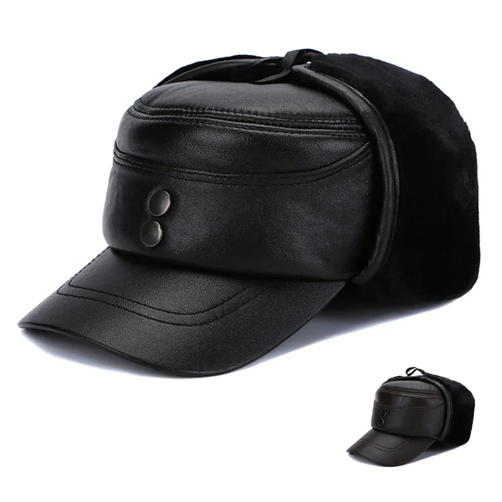 Halifax Winter Genuine Leather Earflaps Bomber Army Cap