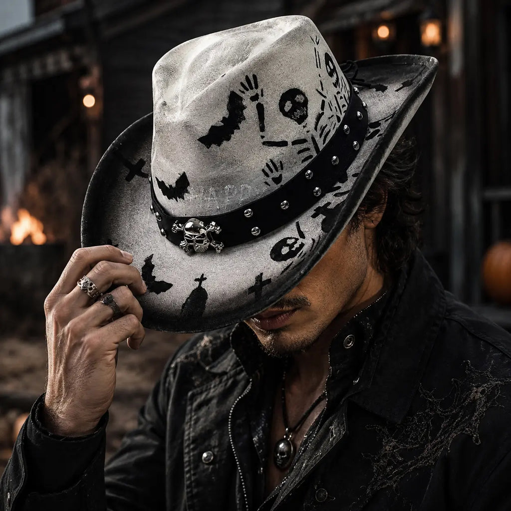 Halloween Nightmare White Cotton Cowboy Hat