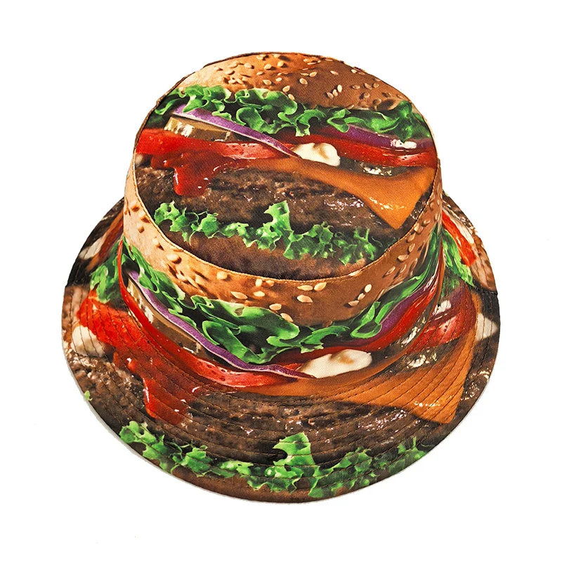 Hamburger Printing Reversible Bucket Hat