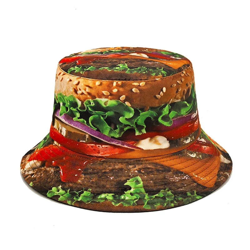 Hamburger Printing Reversible Bucket Hat