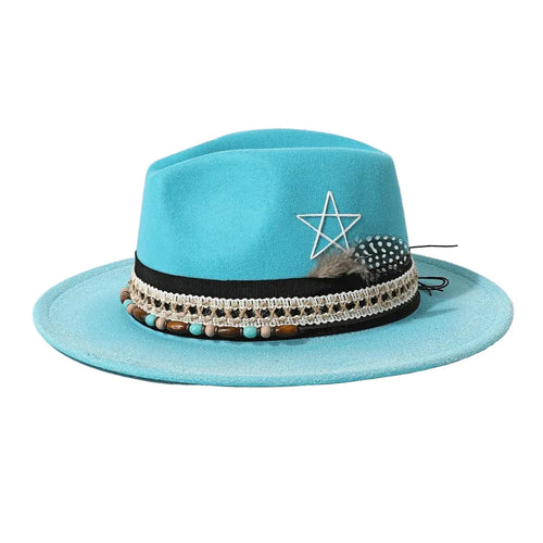Blue Bohemian Fedora Hat