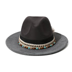 Handmade Bohemian Feather Stars Suede Fedora Hat