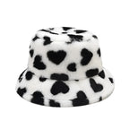 Hearts Print Winter Fur Bucket Hat