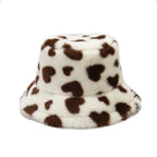 Hearts Print Winter Fur Bucket Hat