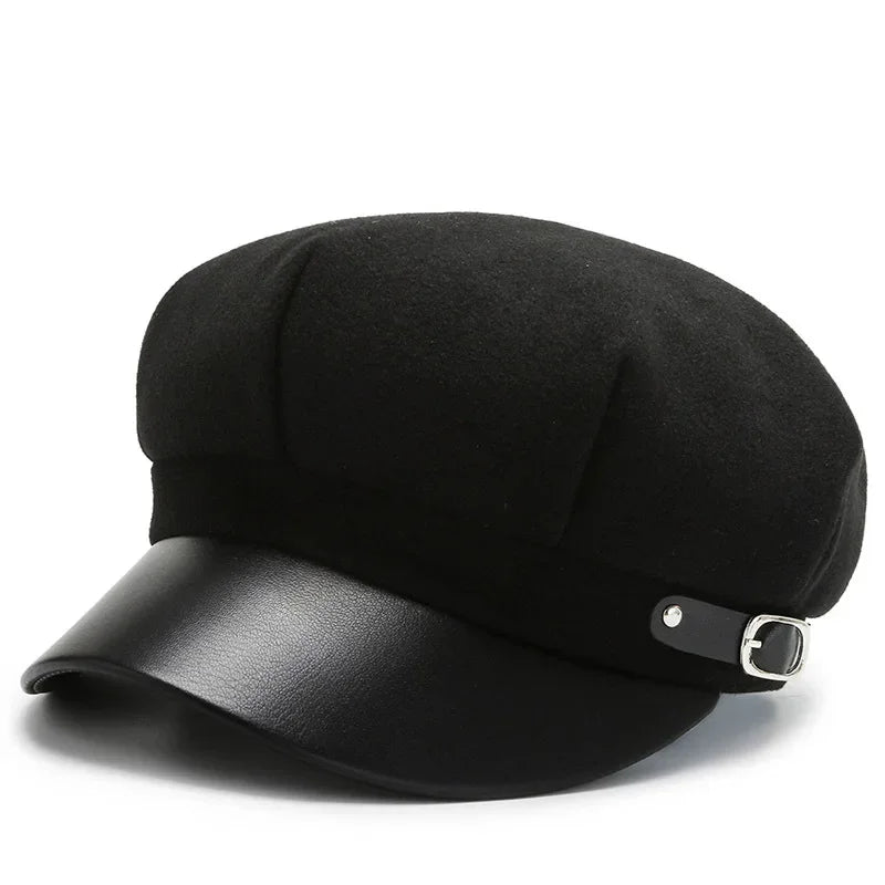 Hoffman Leather Newsboy Cap