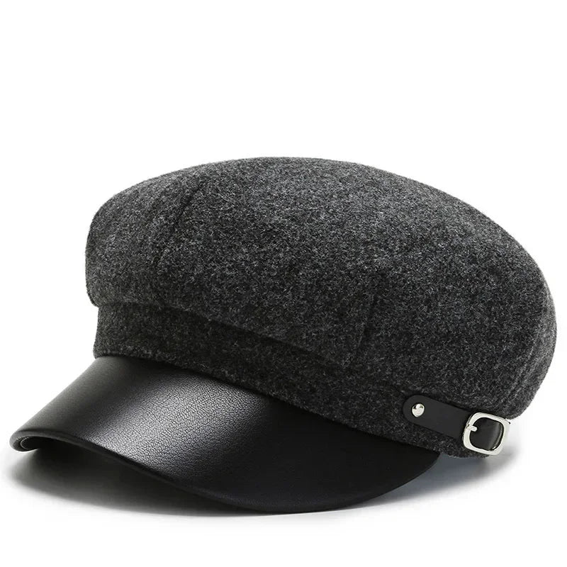 Hoffman Leather Newsboy Cap