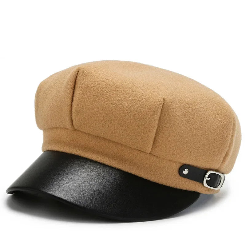 Hoffman Leather Newsboy Cap