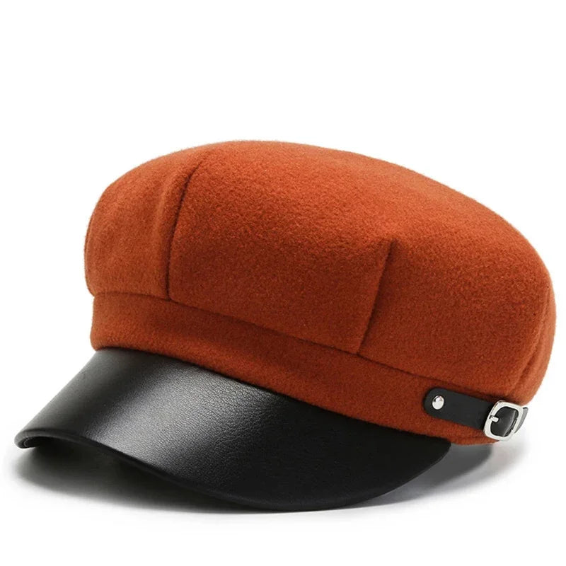 Hoffman Leather Newsboy Cap