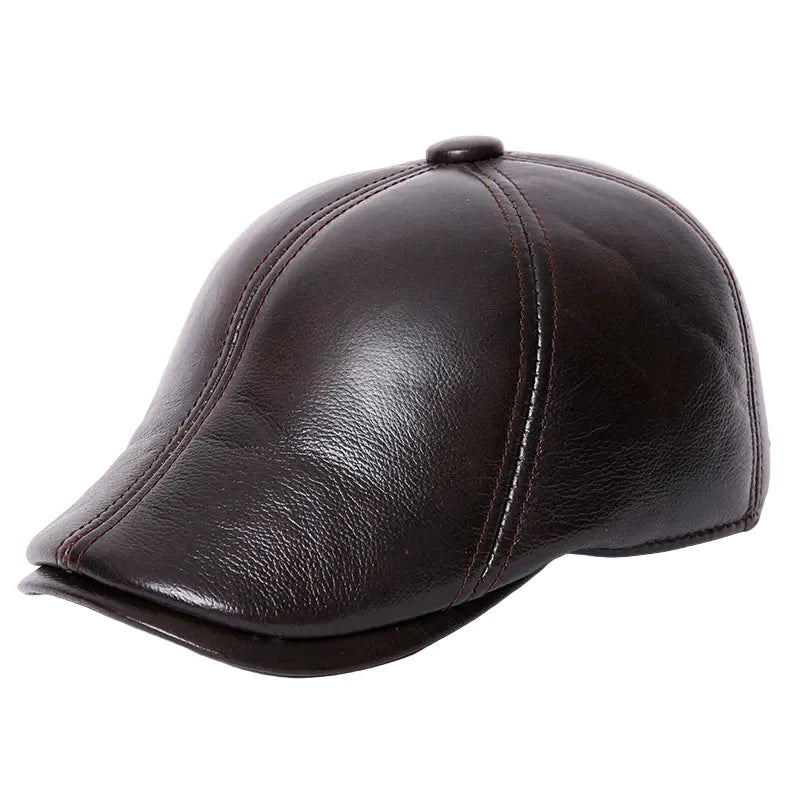 Holmes Genuine Leather Earflaps Duckbill Flat Cap