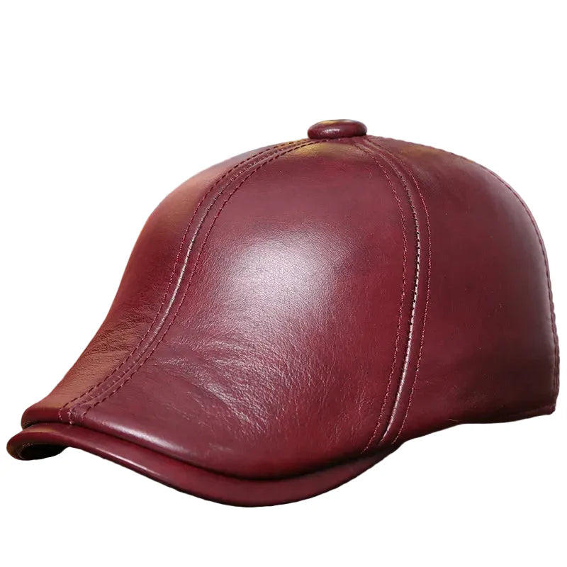 Holmes Genuine Leather Earflaps Duckbill Flat Cap