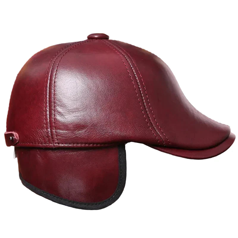 Holmes Genuine Leather Earflaps Duckbill Flat Cap