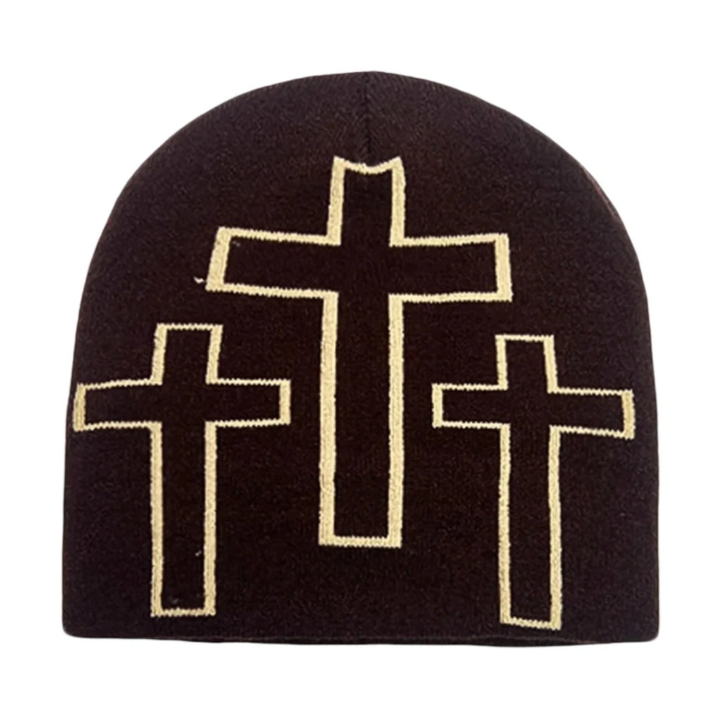 Holy Crosses Winter Knitted Beanie