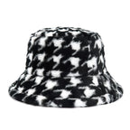 Houndstooth Fur Bucket Hat