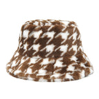 Houndstooth Fur Bucket Hat