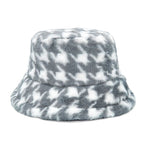 Houndstooth Fur Bucket Hat