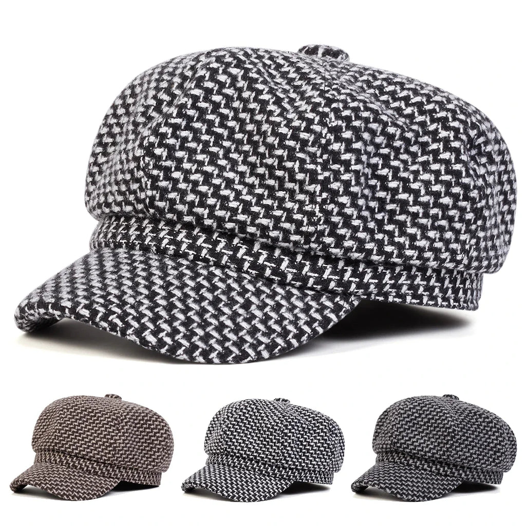 Houston Women Knitted Cotton 8-Panels Newsboy Cap