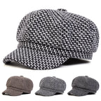 Houston Women Knitted Cotton 8-Panels Newsboy Cap