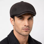 Hudson Genuine Leather Wool Duckbill Flat Cap