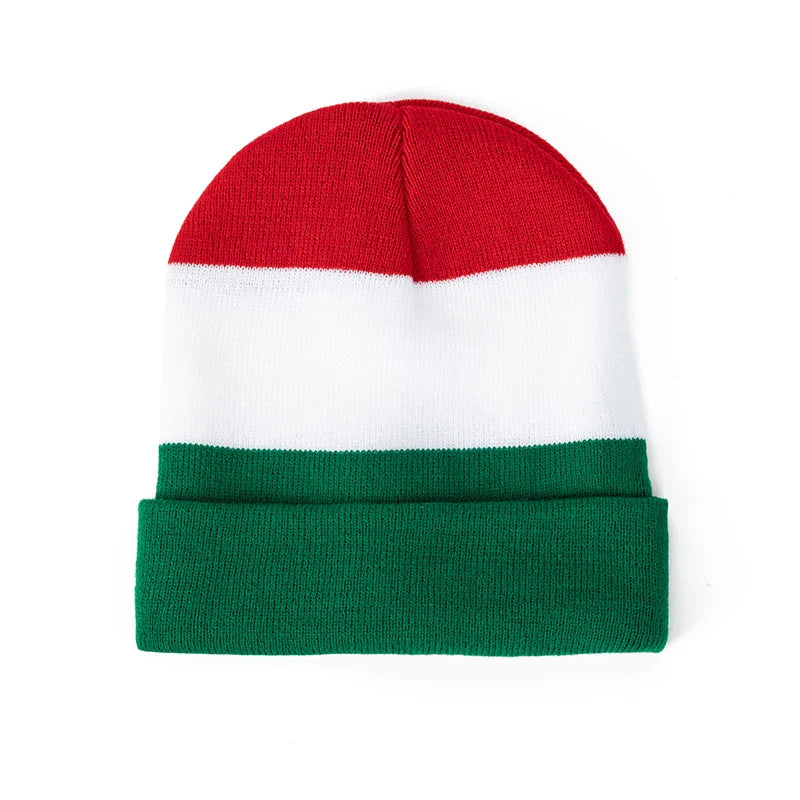 Hungary Flag Colors Striped Beanie