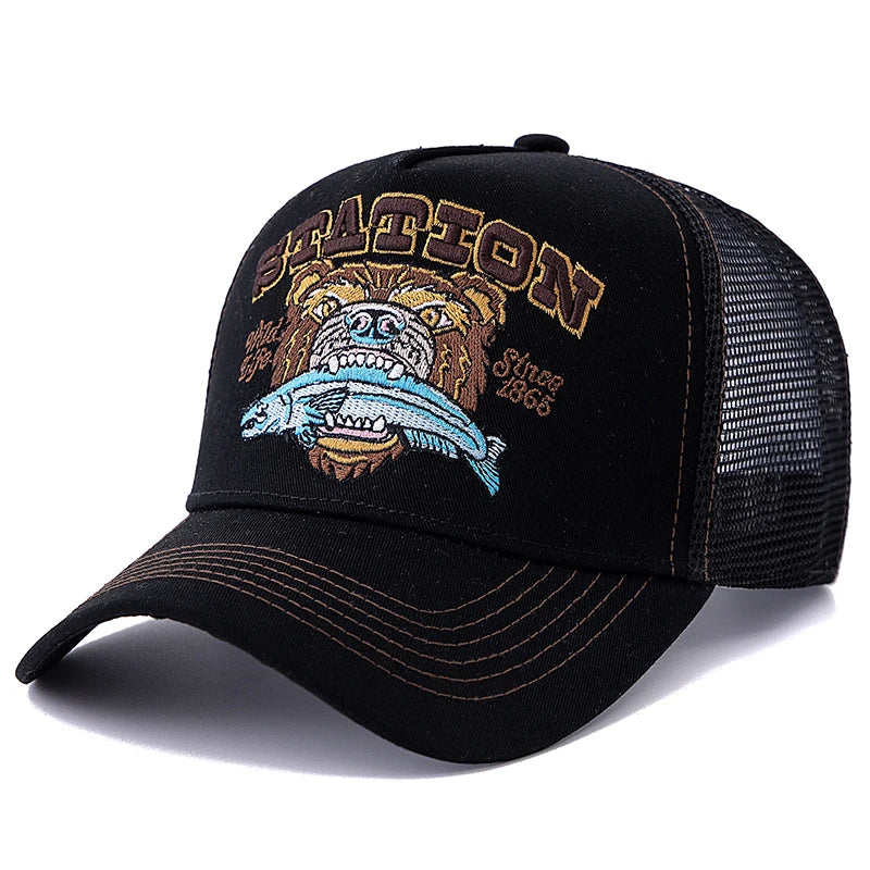 Hunting Bear Station Trucker Cap