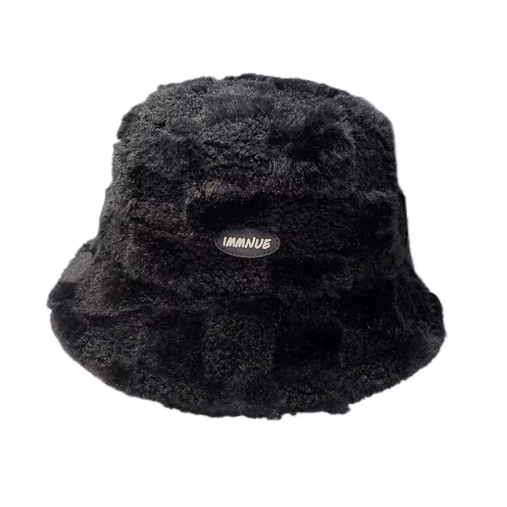 IMMNUE Plaid Fur Bucket Hat