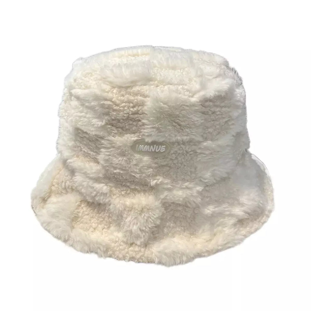 IMMNUE Plaid Fur Bucket Hat