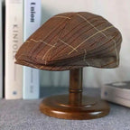 Idaho Brown Tartan Linen Flat Cap
