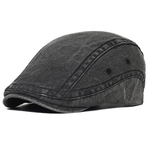 Black Adjustable Flat Cap