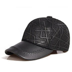 Irregular Stripes Genuine Leather Baseball Cap