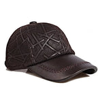 Irregular Stripes Genuine Leather Baseball Cap