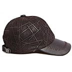 Irregular Stripes Genuine Leather Baseball Cap