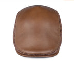 JM Houndstooth Genuine Leather Duckbill Flat Cap