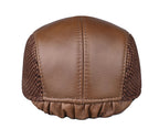 JM Houndstooth Genuine Leather Duckbill Flat Cap