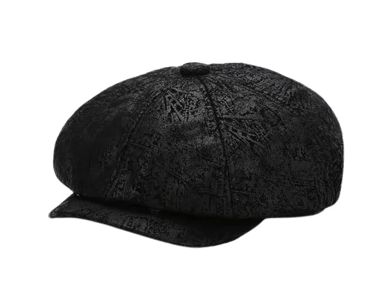 J&J Genuine Suede Leather Newsboy Cap