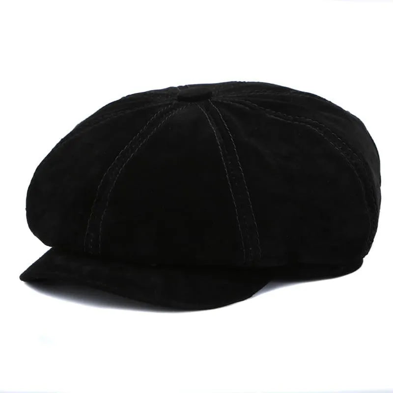 J&J Genuine Suede Leather Newsboy Cap
