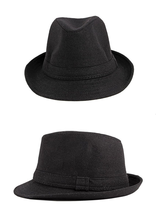 Black Felt Trilby Hat side view