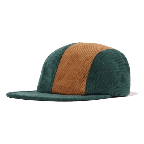 Green Corduroy Baseball Cap with stripe