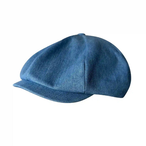Blue Denim Newsboy Cap side view