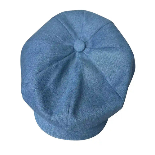 Blue Denim Newsboy Cap top view