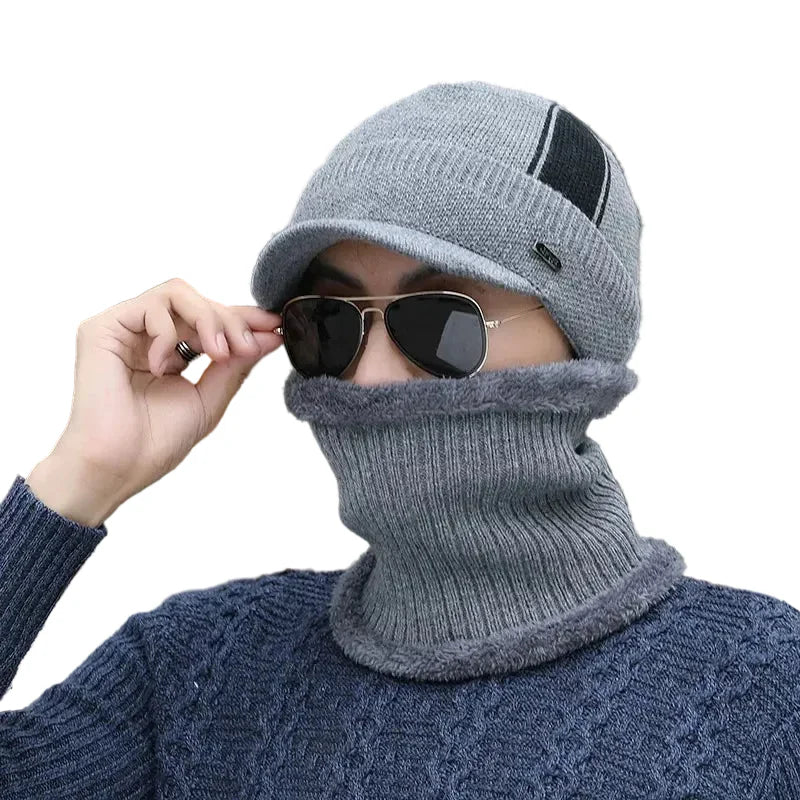 Jeans Knitted Visor Beanie Cap