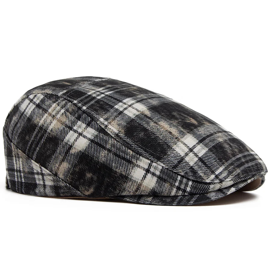 Johnson Plaid Distressed Flat Cap