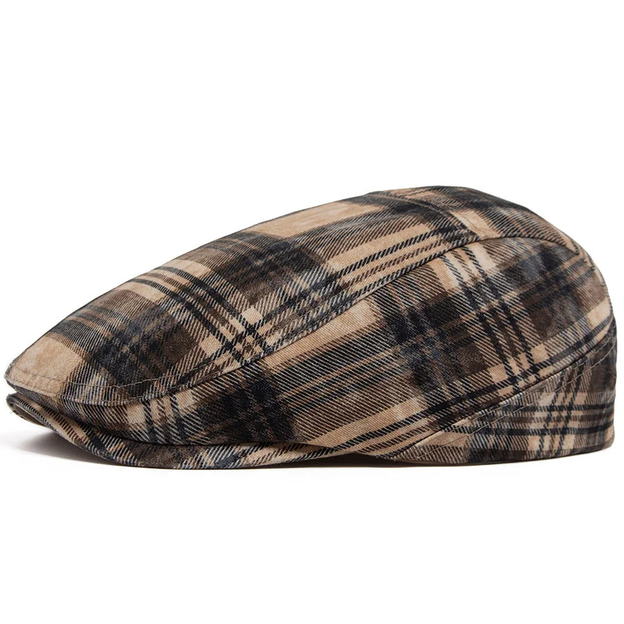 Johnson Plaid Distressed Flat Cap