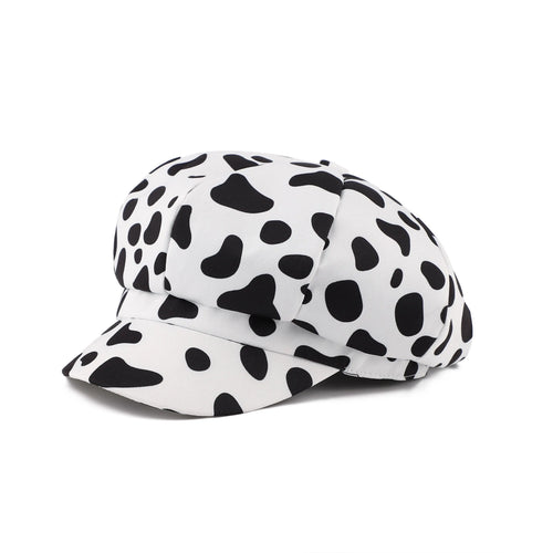 White Animal Print Newsboy Cap